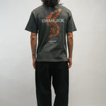 Person wearing a gray t-shirt with 'GWANGBOK' design and an orange Korean tiger on the back, standing against a plain background.