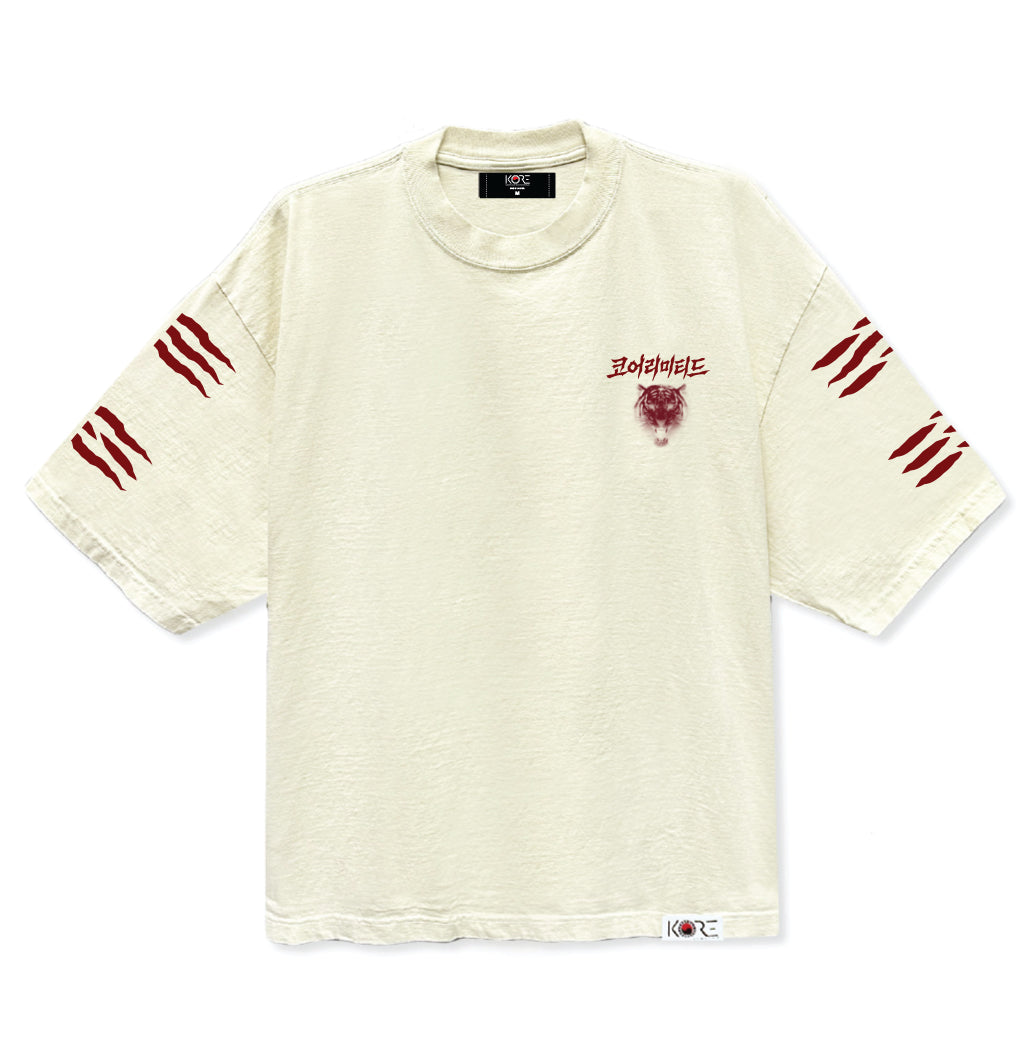 KORE TIGER CLAW DROP SHOULDER TEE (CREAM) – KORELIMITED