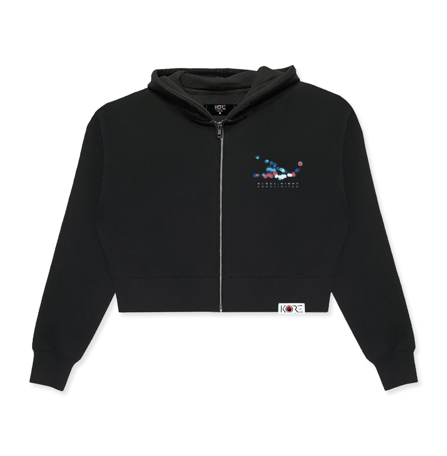 SEOUL NIGHTS CROPPED ZIP HOODIE (BLACK) – KORELIMITED