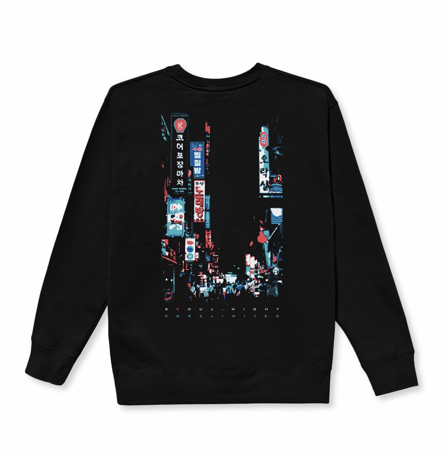 SEOUL NIGHT CREWNECK BLACK Shop Korean Streetwear KORELIMITED