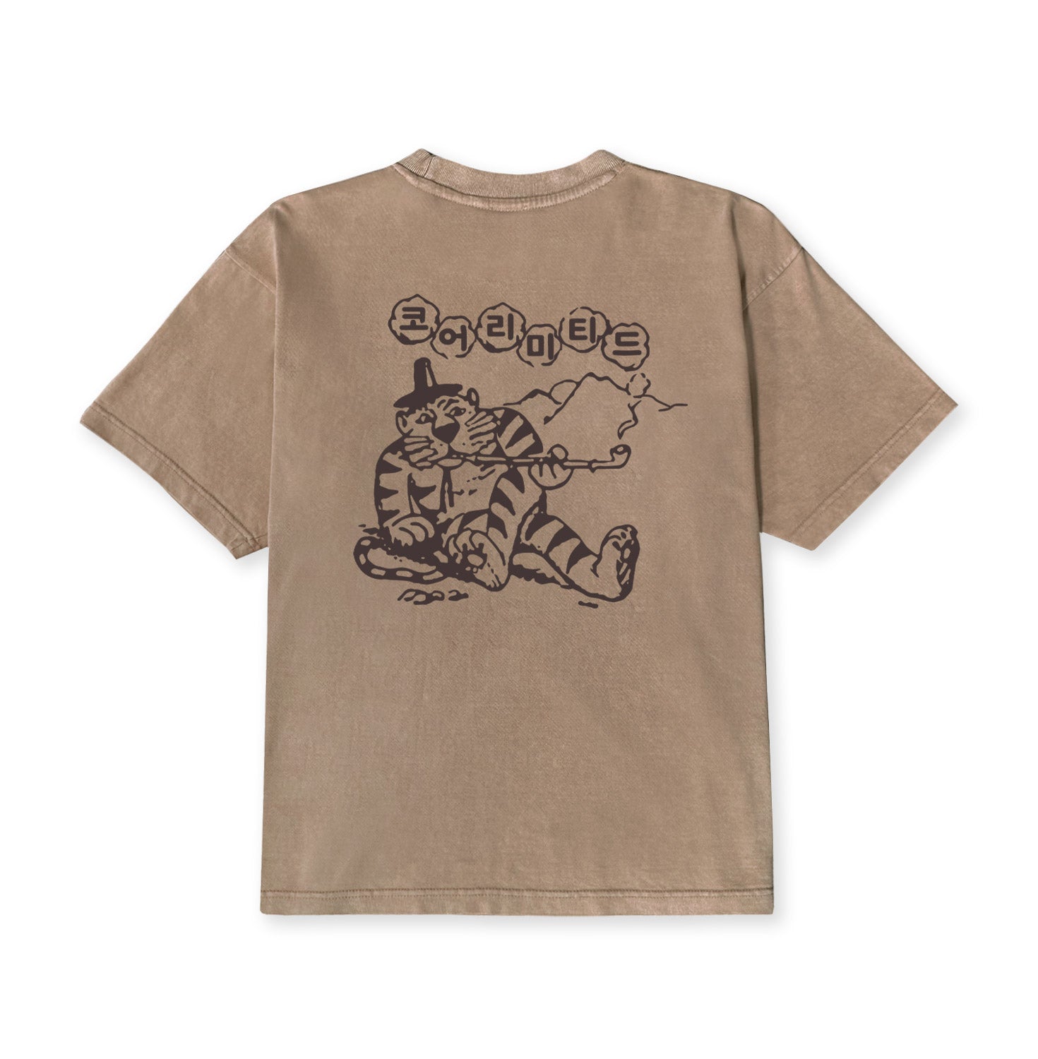 SMOKING TIGER TEE (WASHED KHAKI) | Shop Korean Streetwear