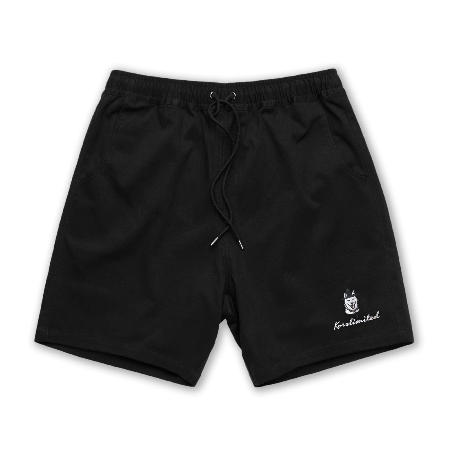Black Shorts with Jindo dog in black hat | Korean culture through