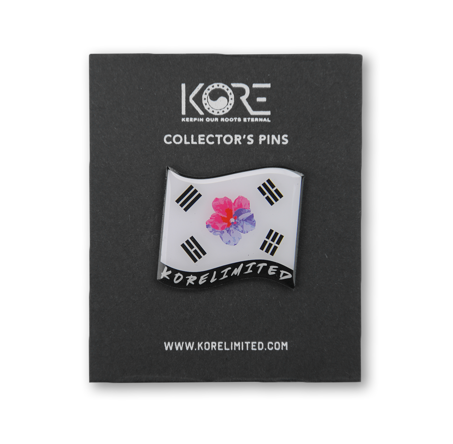 Korean flag pin with mugunghwa flower